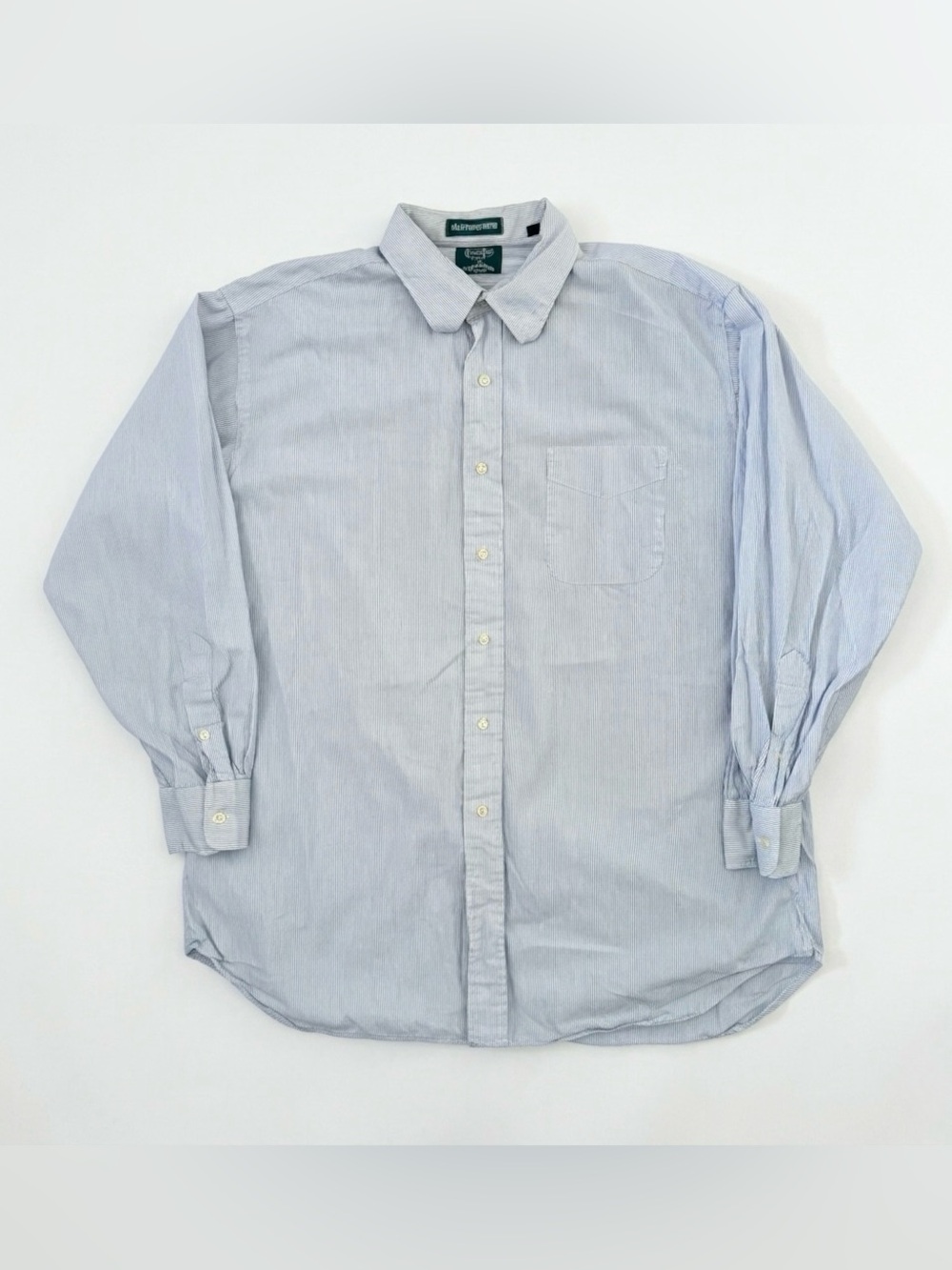 Vintage Gitman Bros for Spauldings Pinstripe Button Down Shirt 16.5x33 White USA